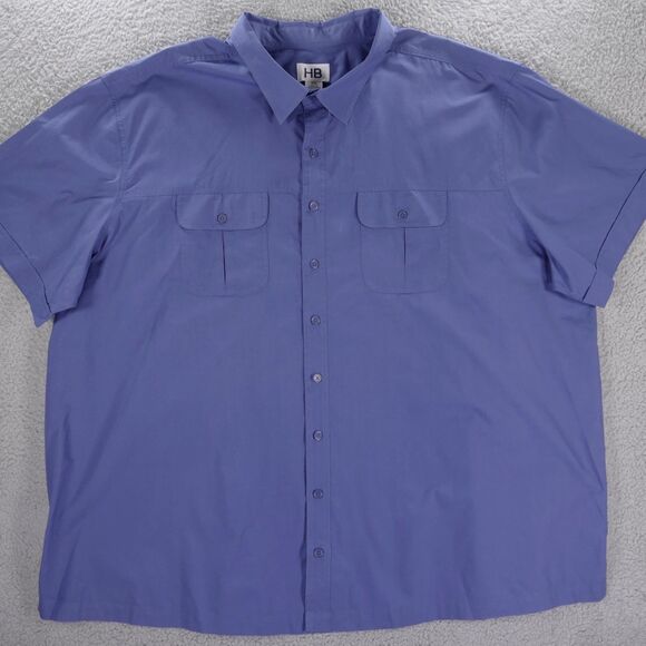 HB Harbor Bay Shirt Men's 4XL Blue Short Sleeve Button Up Pockets - Picture 1 of 12